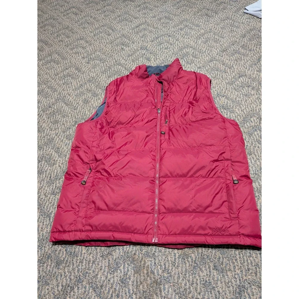 LL Bean Mens XL Tall Red Goose Down Puffer Vest Full Zip Quilted 245800